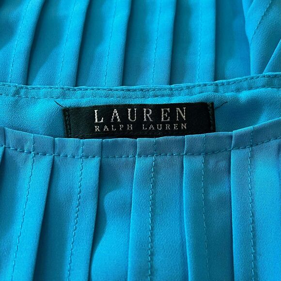 Lauren Ralph Lauren Blue Pleated Shift Dress Women's Size 10 - Picture 7 of 9